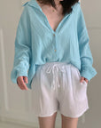 Musselin Bluse, regular, Babyblau