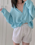 Musselin Bluse, regular, Babyblau
