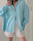 Musselin Bluse, regular, Babyblau