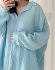 Musselin Bluse, regular, Babyblau