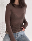 Longsleeve, Cashmere, Punktmuster. 4 Farben