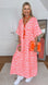 Musselin Kleid, Kurzarm, Leo '25, Neon-Pink, Weiß