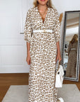 Musselin Kleid, Rückenausschnitt, Beige-Leo