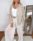 Musselin Bluse, bunte Leo, Beige