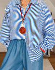 Musselin Bluse, Streifen I, 10 Farben