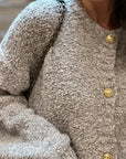 Teddyjacke, mit Knöpfen, Hellgrau