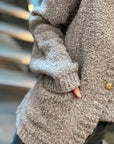 Teddyjacke, mit Knöpfen, Hellgrau