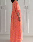 Musselin Kleid, Kurzarm, Leo '25, Orange-Violett