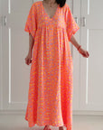 Musselin Kleid, Kurzarm, Leo '25, Orange-Violett