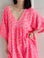 Musselin Kleid, Kurzarm, Leo '25, Neon-Pink