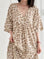 Musselin Kleid, Kurzarm, Beige-Leo