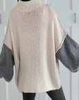 Pullover, Color-Blocking, Grau