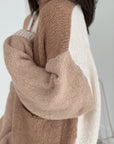 Strickjacke, Color-Blocking, Beige-Camel