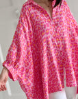 Musselin Bluse, Batwing, Oversize, Pink-Leo