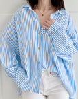 Musselin Bluse, Streifen, 5 Farben