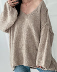 Pullover, V-Ausschnitt, Beige