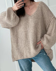 Pullover, V-Ausschnitt, Beige