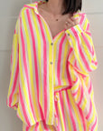 Musselin Bluse, bunte Streifen I, 6 Farben
