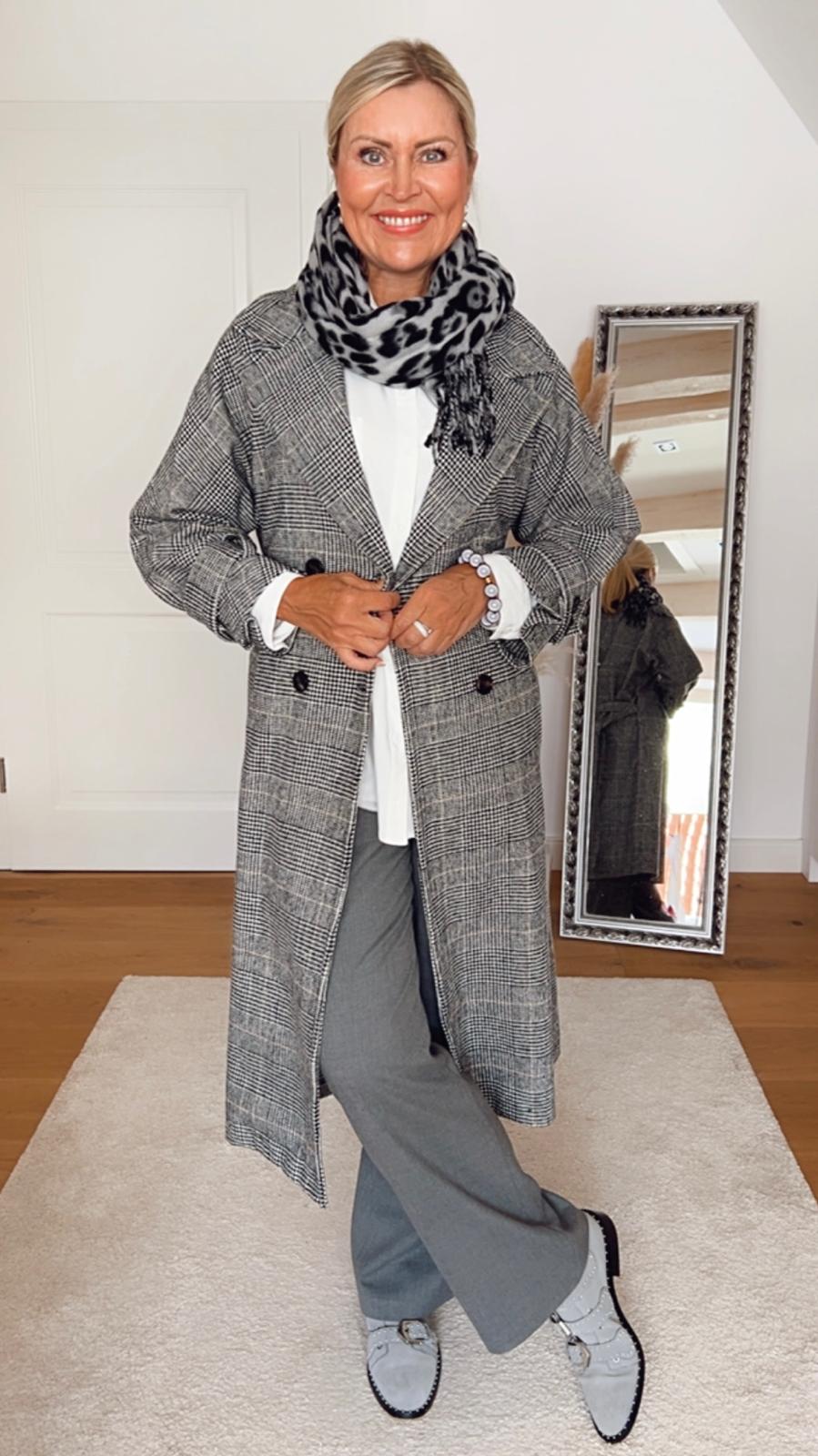 Mantel, kariert, zweireihig – sismeer - Main Image