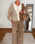 Strickjacke, Color-Blocking, Beige-Camel