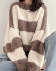 Pullover, Streifen, Flauschi, 6 Farben