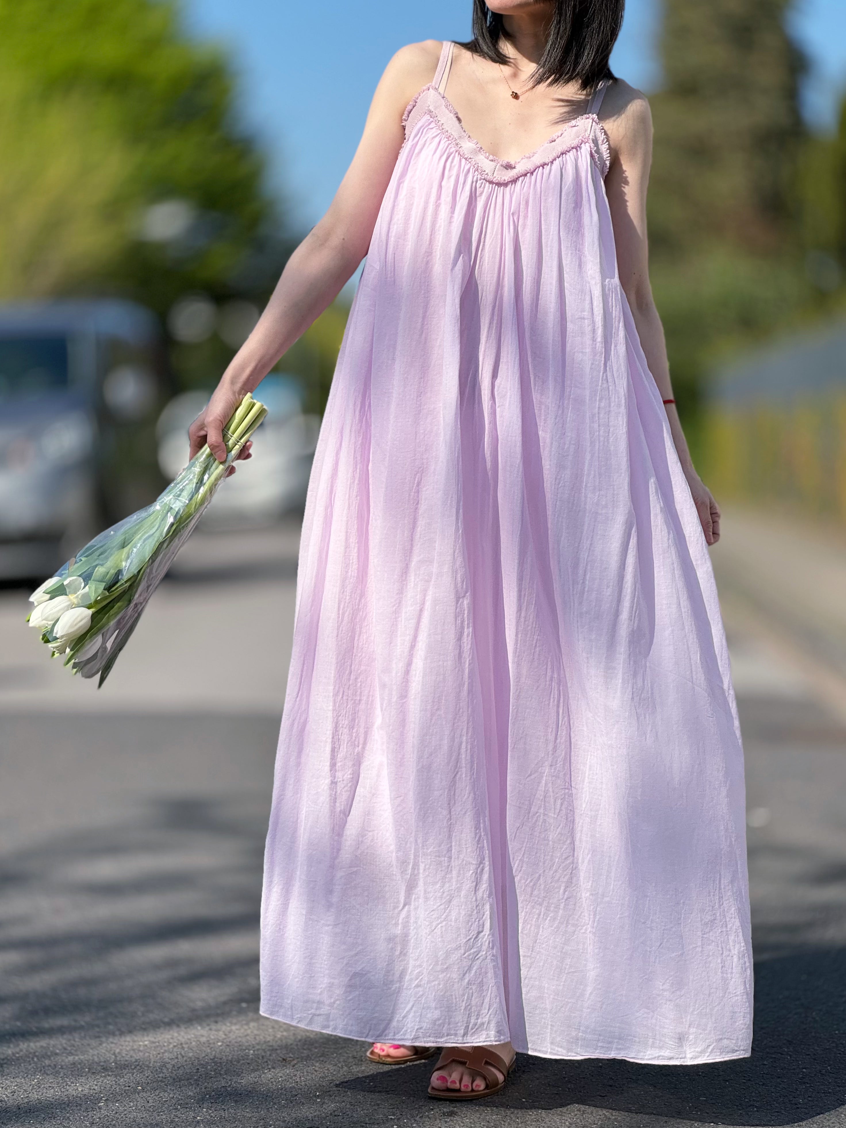 Sommerkleid, Baumwolle, mit Futter, 3 Farben