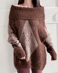 Pullover, Argyle, Schulterfrei, Flauschi, 3 Farben