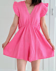 Musselin Jumpsuit, Rückenausschnitt, Neon-Streifen, 2 Farben