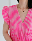 Musselin Jumpsuit, Rückenausschnitt, Neon-Streifen, 2 Farben