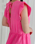 Musselin Jumpsuit, Rückenausschnitt, Neon-Streifen, 2 Farben