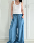 Hose, Streifen, Wide-Leg, Tencell, Jeans I