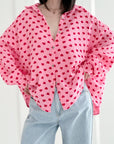 Musselin Bluse, Herzen, 5 Farben