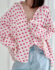 Musselin Bluse, Herzen, 5 Farben