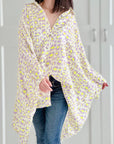 Musselin Bluse, Batwing, Oversize, Neon-Violett