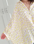 Musselin Bluse, Batwing, Oversize, Neon-Violett