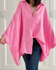 Musselin Bluse, Batwing, Oversize, Herzen-Leo