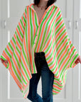 Musselin Bluse, Batwing, Oversize, bunte Streifen I
