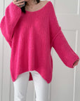 Pullover, V-Ausschnitt, Pink