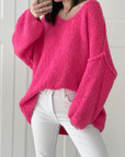 Pullover, V-Ausschnitt, Pink