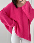 Pullover, V-Ausschnitt, Pink
