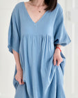 Musselin Kleid, Kurzarm, Classic, 9 Farben
