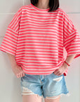 Sweat-T-Shirt, Streifen, 6 Farben