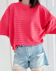 Sweat-T-Shirt, Streifen, 6 Farben