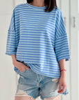 Sweat-T-Shirt, Streifen, 6 Farben