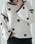 Pullover, Herzen, 2 Farben, Weiß