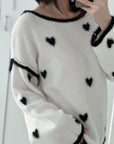 Pullover, Herzen, 2 Farben, Weiß