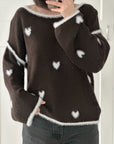 Pullover, Herzen, 2 Farben, Schoko