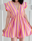Musselin Jumpsuit, Rückenausschnitt, bunte Streifen, 2 Farben