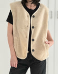 Teddyweste, Unifarbe, Beige