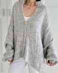 Oversize Strickjacke, goldene Knöpfe, 20+ Farben, Hellgrau